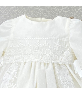Vestido Con Capota Ceremonia Tul y Encaje Blanco Roto  Ceremonia    ceremonia, capota