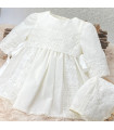 Vestido Con Capota Ceremonia Tul y Encaje Blanco Roto  Ceremonia    ceremonia, capota