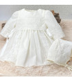 Vestido Con Capota Ceremonia Tul y Encaje Blanco Roto  Ceremonia    ceremonia, capota
