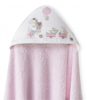 Capa de Baño + Babero Jirafa Rosa  Inicio  Conjunto de capa de baño con babero a juego