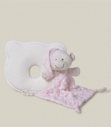 Cojin + Dou dou Rosa  Cojines y Peluches  Set cojín Antiplagocefalia con Dou dou en color rosa