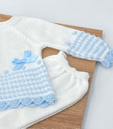 Conjunto Polaina Bebé Motas Celeste  Primavera-Verano    celeste, conjunto, polaina, bebé