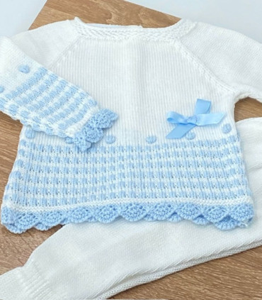Conjunto Polaina Bebé Motas Celeste  Primavera-Verano    celeste, conjunto, polaina, bebé