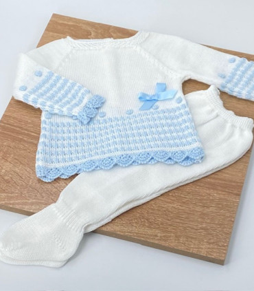 Conjunto Polaina Bebé Motas Celeste  Primavera-Verano    celeste, conjunto, polaina, bebé