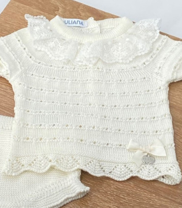 Conjunto Ranita Hilo Bebé Pasacintas y Encaje  Inicio    pasacintas, ranita, conjunto, encaje