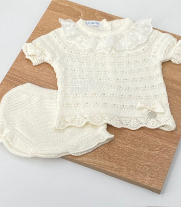 Conjunto Ranita Hilo Bebé Pasacintas y Encaje  Inicio    pasacintas, ranita, conjunto, encaje
