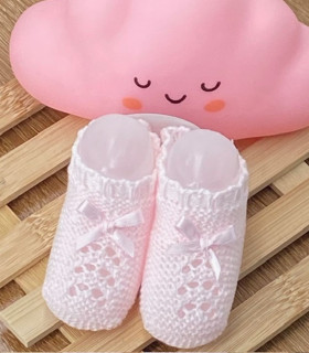 Patucos Calado Lin Rosa  Inicio    patucos, rosa, calado |Confetti Bebe