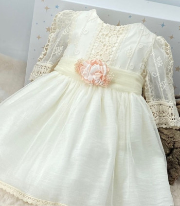 Vestido Tul Bordado y Encaje Manga Francesa  Inicio    manga, francesa, encaje, bordado