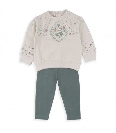 Conjunto Sudadera y legging Niña Flores Verdes  Inicio  Temporada Otoño-Invierno.  niña