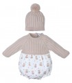 Pelele Con Gorrito Beig  Inicio  Este adorable pelele para bebé con gorrrito a juego es una