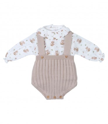 Conjunto Ranita y Blusa Fox Beige  Inicio    blusa, ranita, beige, conjunto |Confetti Bebe