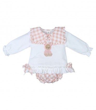 Conjunto Ranita Vichy Rosa  Inicio  Conjunto de sudadera y ranita para bebé de la colección