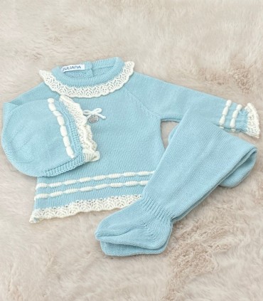 Conjunto Polaina Lorza V. Agua Juliana  Inicio  Conjunto ideal de primera puesta para bebé.