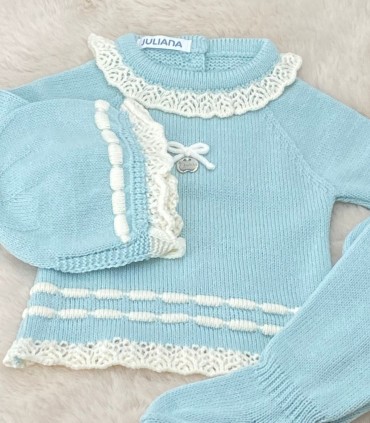 Conjunto Polaina Lorza V. Agua Juliana  Inicio  Conjunto ideal de primera puesta para bebé.