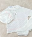 Conjunto Polaina Rombos Blanco-Rosa Juliana  Inicio  Conjunto ideal de primera puesta para