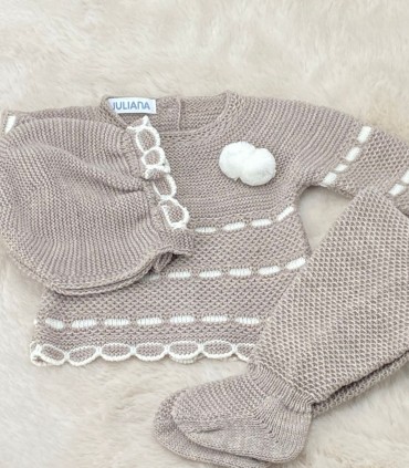 Conjunto Polaina Pasacintas Vison-Crudo Juliana  Inicio  Conjunto ideal de primera puesta para