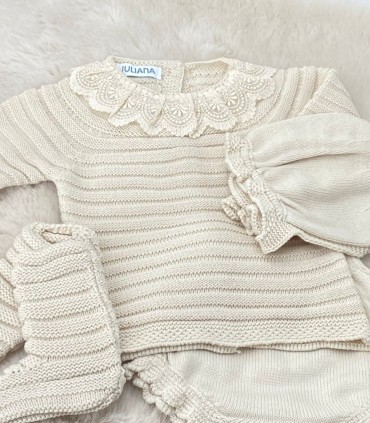 Conjunto Ranita Punto Lines Crema Juliana  Inicio    juliana, crema, punto, conjunto, lines