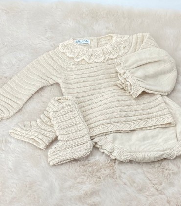 Conjunto Ranita Punto Lines Crema Juliana  Inicio    juliana, crema, punto, conjunto, lines