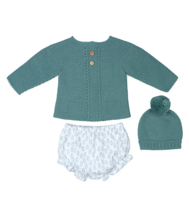 Conjunto Con Gorrito Punto  Inicio  Dulce conjunto para bebé confeccionado en punto, ideal