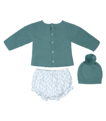 Conjunto Con Gorrito Punto  Inicio  Dulce conjunto para bebé confeccionado en punto, ideal