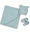 Toca Con Gorro y Patucos Verde Agua  Inicio    patucos, gorro, toca, verde, agua |Confetti Bebe