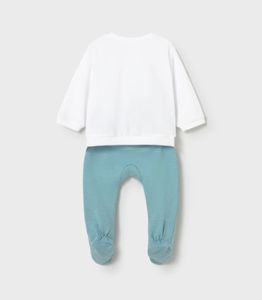 Conjunto polaina y sudadera Mayoral bebé niño turquesa y blanco  Primavera-Verano  Conjunto de