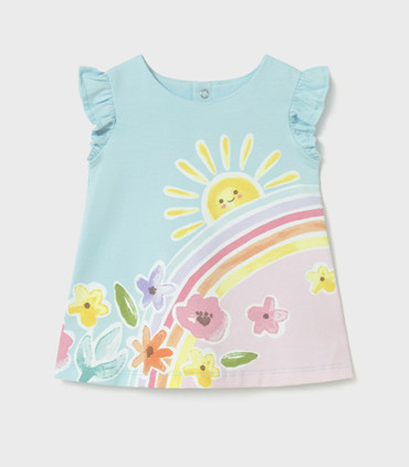 Vestido punto estampado Mayoral bebé niña azul hawaii  Inicio  Vestido de punto estampado para