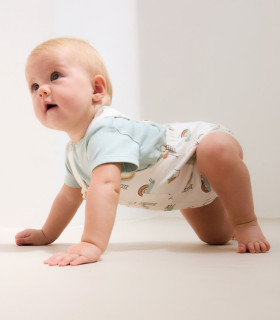 Peto corto Mayoral bebé unisex crudo estampado  Primavera-Verano  Peto corto para bebé de
