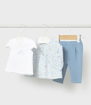 Chándal 3 piezas Mayoral bebé niña azul liberty  Primavera-Verano  Chándal de 3 piezas con