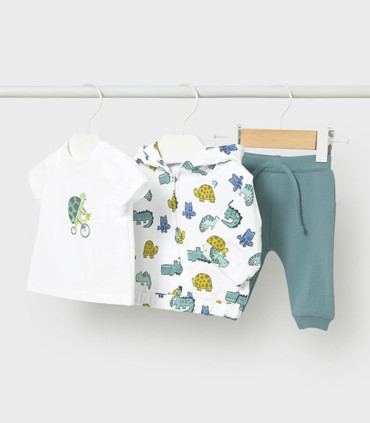 Chándal 3 piezas Mayoral bebé niño verde con capucha  Inicio  Chándal de 3 piezas con camiseta