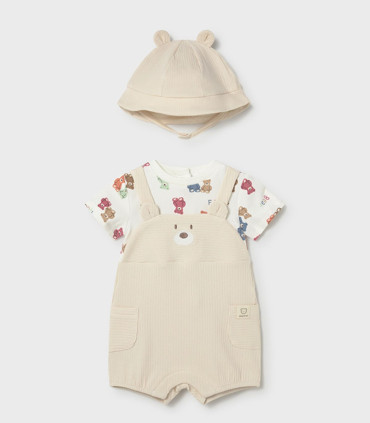 Pelele peto Mayoral bebé con gorrito orejitas  Inicio  Pelele peto con gorrito para bebé niño