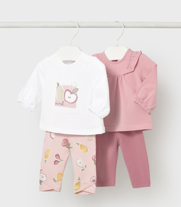 Conjunto 4 piezas camisetas y leggings Mayoral bebé niña rosa  Inicio  Conjunto de 4 piezas de
