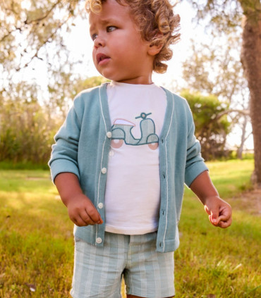 Conjunto bermuda lino y camiseta Mayoral niño jade  Inicio  Conjunto de bermuda y camiseta