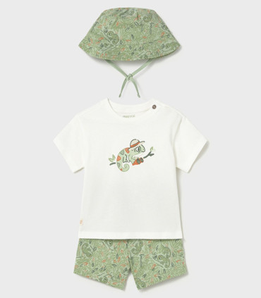 Conjunto 3 piezas punto Mayoral niño verde con gorro  Inicio  Conjunto de punto de 3 piezas