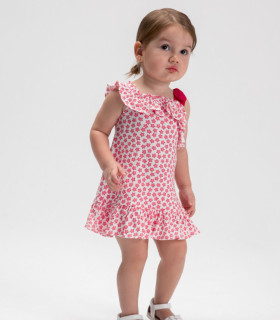 Vestido punto bambula Mayoral niña blanco estampado rojo  Inicio  Vestido de punto bambula