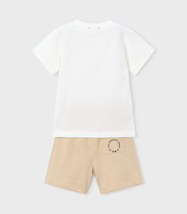 Conjunto pantalón corto y camiseta Mayoral niño blanco nuez  Inicio  Conjunto de pantalón