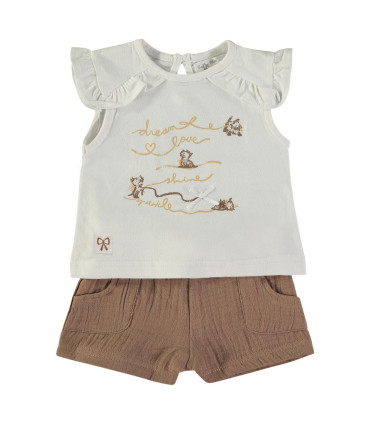 Conjunto pantalón corto bambula y camiseta Babybol niña  Inicio  Conjunto de pantalón corto y
