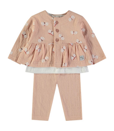 Conjunto 3 piezas Babybol niña rosa empolvado mariposas  Inicio  Conjunto de 3 piezas para