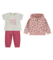 Conjunto 3 piezas niña Babybol chaqueta capucha flores  Inicio  Conjunto de 3 piezas para niña