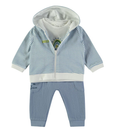 Chándal 3 piezas Babybol niño azul con chaqueta rayas  Inicio  Chándal de 3 piezas para niño