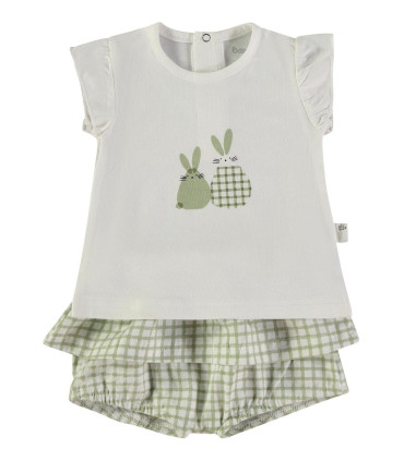 Conjunto ranita y camiseta Babybol bebé verde cuadros  Inicio  Conjunto de ranita y camiseta