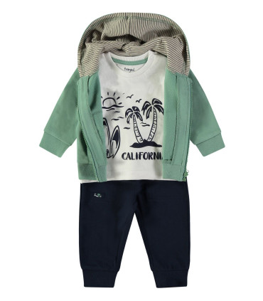 Chándal 3 piezas Babybol niño azul marino y verde  Inicio  Chándal de 3 piezas para niño de
