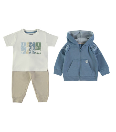 Chándal 3 piezas Babybol niño beige y azul con capucha  Inicio  Chándal de 3 piezas para niño