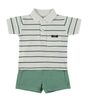 Conjunto Babybol niño polo rayas y pantalón corto  Inicio  Conjunto de pantalón corto y polo