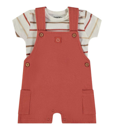 Conjunto peto y camiseta Babybol bebé niño teja  Inicio  Conjunto de peto y camiseta para bebé