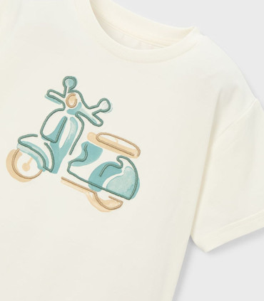 Camiseta manga corta Mayoral niño blanca bordado  Inicio  Camiseta de manga corta para niño de