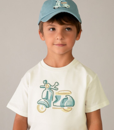 Camiseta manga corta Mayoral niño blanca bordado  Inicio  Camiseta de manga corta para niño de