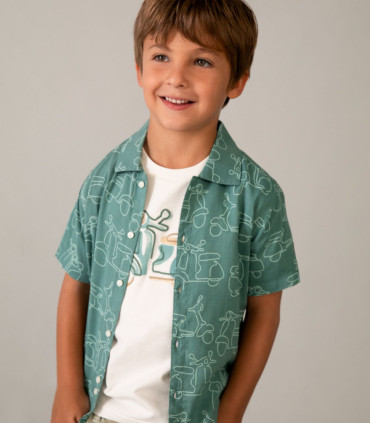 Camisa estampada Mayoral niño verde  Inicio  Camisa estampada para niño de Mayoral