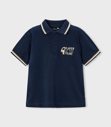 Polo manga corta Mayoral niño azul marino fútbol  Inicio  Polo de manga corta para niño de