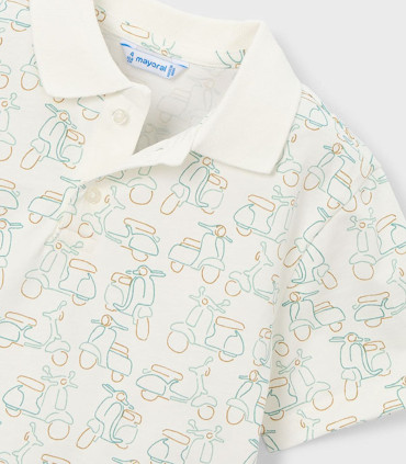 Polo manga corta Mayoral niño blanco scooters  Inicio  Polo de manga corta para niño de